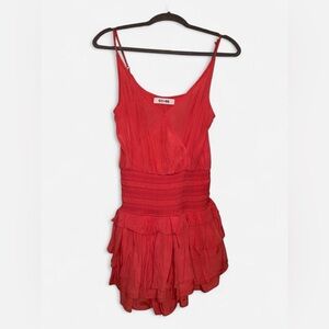 DO+BE Smocked Waist Tiered Mini Dress (Coral)